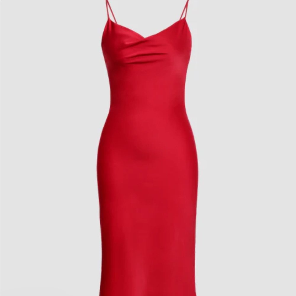 Red slip dress